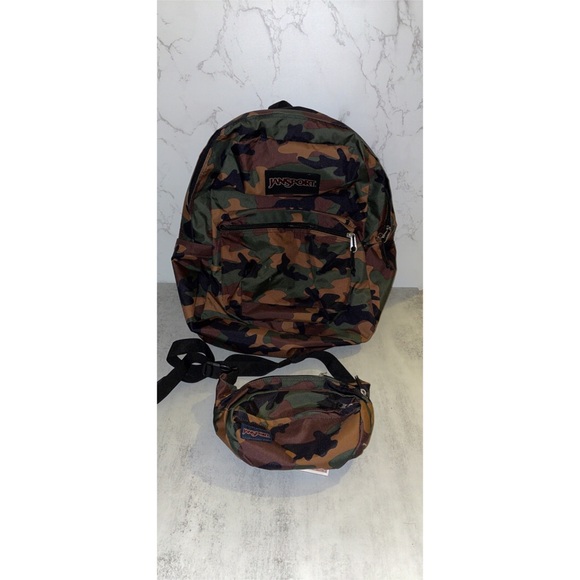 Jansport Handbags - Camouflage Jansport Backpack and Fanny Pack Matching Set